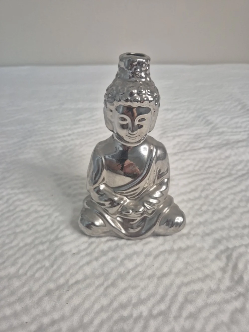 Nanette LeporeSilver Meditating Buddha Figurine, Metallic Ceramic Zen Home Decor